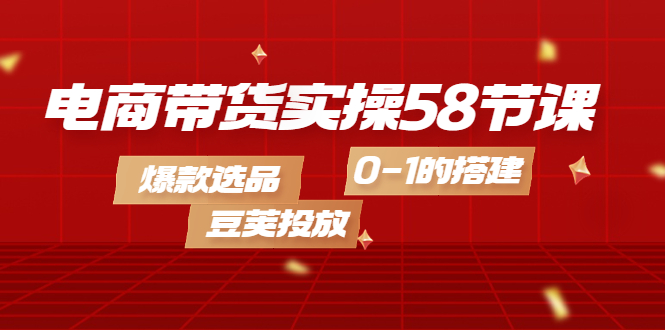 电商带货实操58节课，爆款选品，豆荚投放，0-1的搭建-布丁源码-专业的网站源码代码分享平台!
