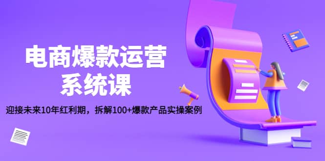 电商爆款运营系统课：迎接未来10年红利期，拆解100+爆款产品实操案例-布丁源码-专业的网站源码代码分享平台!