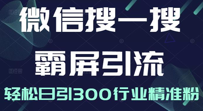 微信搜一搜霸屏引流课，打造被动精准引流系统，轻松日引300行业精准粉【无水印】-布丁源码-专业的网站源码代码分享平台!
