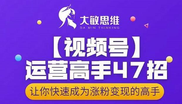 大敏思维-视频号运营高手47招，让你快速成为涨粉变现高手-布丁源码-专业的网站源码代码分享平台!