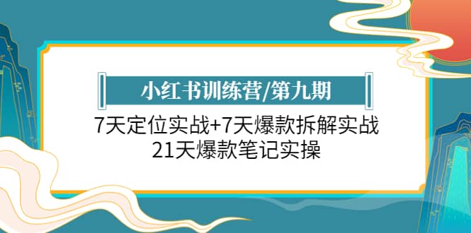 小红书训练营/第九期：7天定位实战+7天爆款拆解实战，21天爆款笔记实操-布丁源码-专业的网站源码代码分享平台!