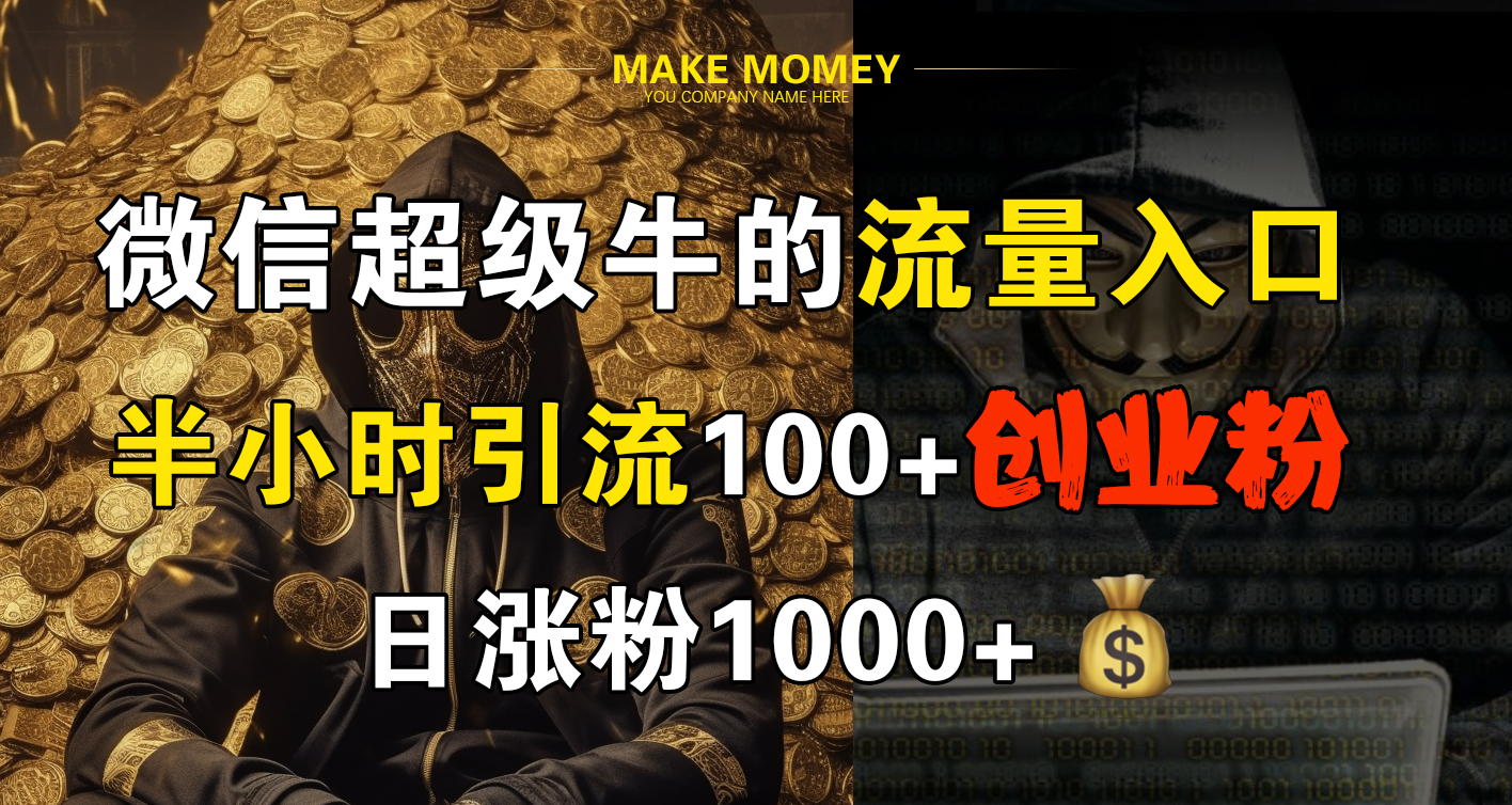 微信超级牛的流量入口，半小时引流100+创业粉，日涨粉1000+-布丁源码-专业的网站源码代码分享平台!