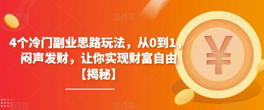 4个冷门副业思路玩法，从0到1，闷声发财，让你实现财富自由【揭秘】-布丁源码-专业的网站源码代码分享平台!