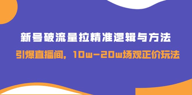 新号破流量拉精准逻辑与方法，引爆直播间，10w-20w场观正价玩法-布丁源码-专业的网站源码代码分享平台!