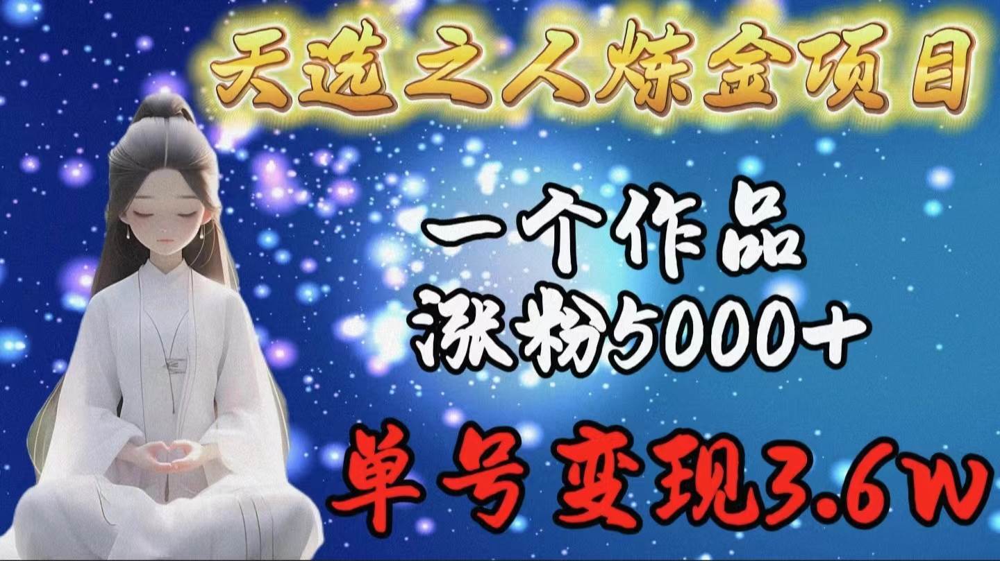 天选之人炼金项目，一个作品涨粉5000+，单号变现3.6w-布丁源码-专业的网站源码代码分享平台!