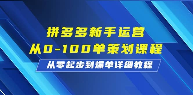 拼多多新手运营从0-100单策划课程，从零起步到爆单详细教程-布丁源码-专业的网站源码代码分享平台!