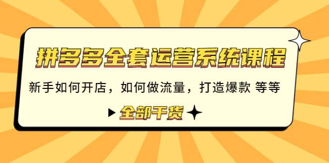 拼多多全套运营系统课程：新手如何开店 如何做流量 打造爆款 等等 全部干货-布丁源码-专业的网站源码代码分享平台!