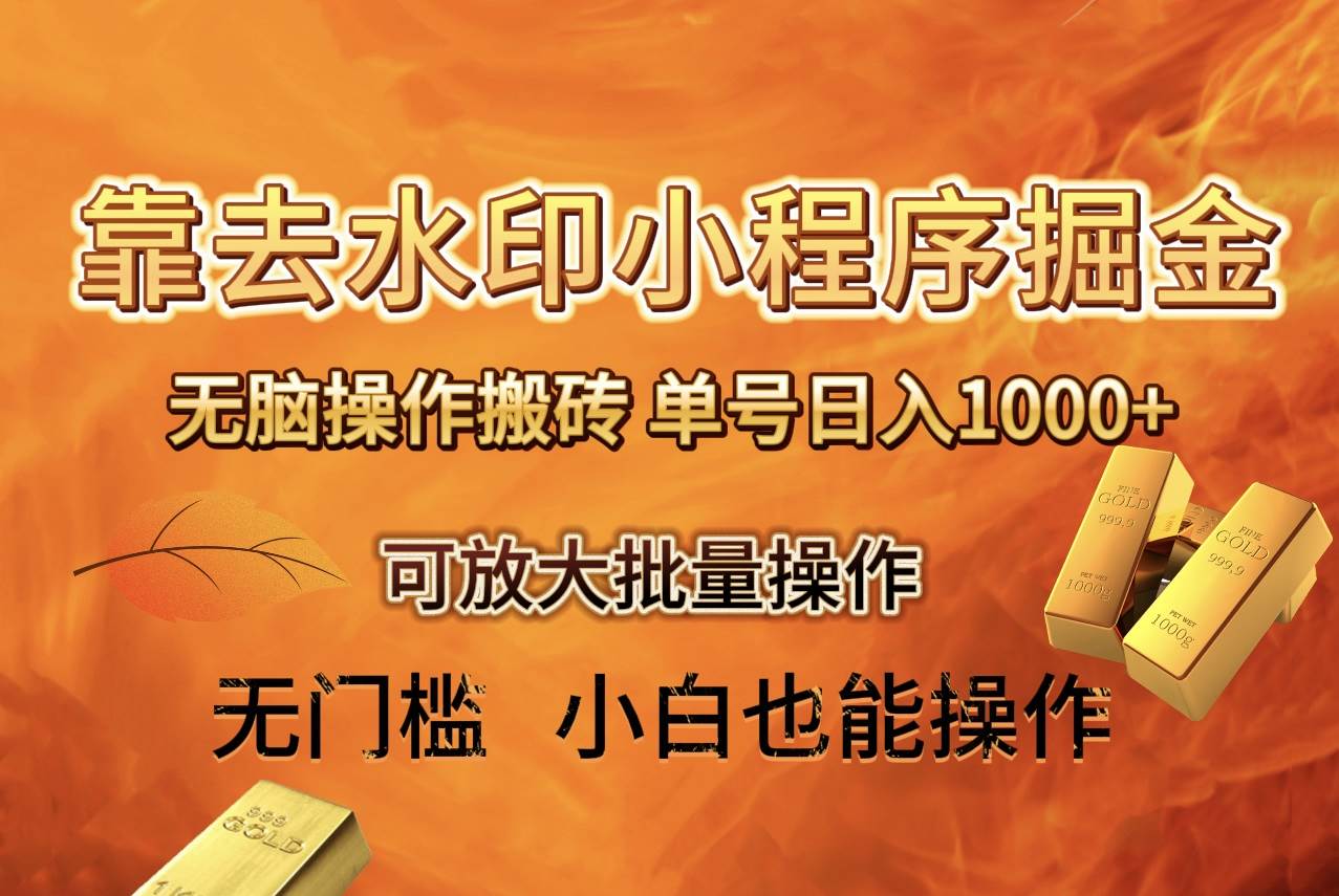 去水印小程序+拼多多 无脑搬砖 ，单号日入1000+ 保姆级教程 可放大批量操作-布丁源码-专业的网站源码代码分享平台!