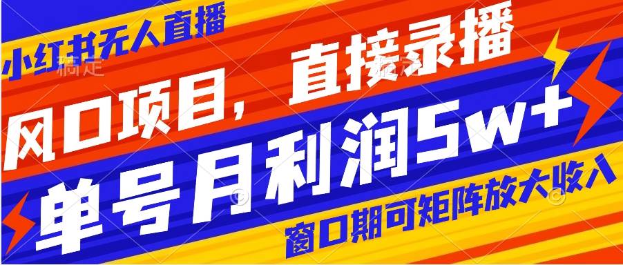 风口项目，小红书无人直播带货，直接录播，可矩阵，月入5w+-布丁源码-专业的网站源码代码分享平台!
