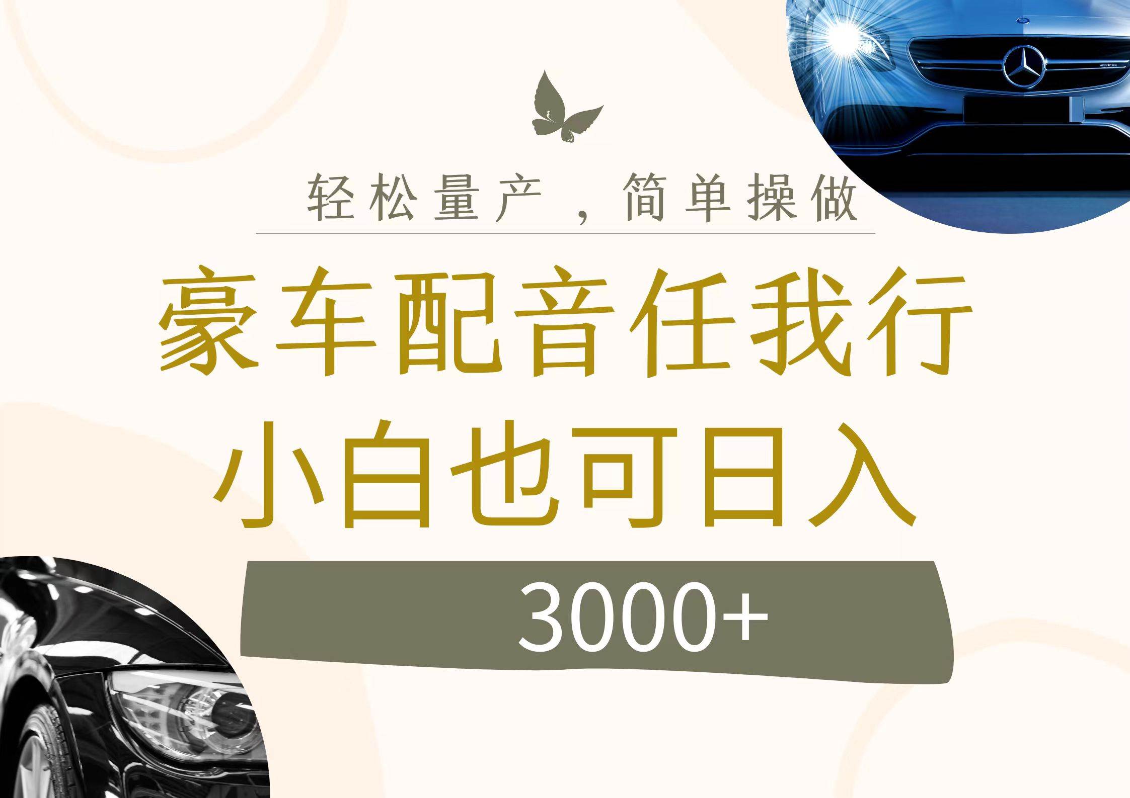 不为人知的暴力小项目，豪车配音，日入3000+-布丁源码-专业的网站源码代码分享平台!