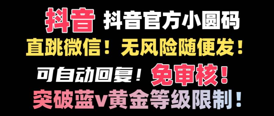抖音二维码直跳微信技术！站内随便发不违规！！-布丁源码-专业的网站源码代码分享平台!