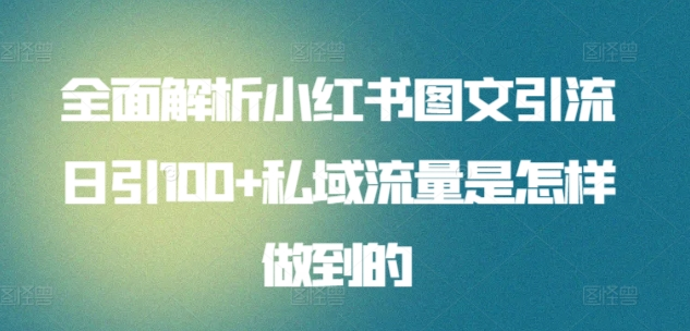 暴力引流 小红书图文引流日引100私域全面拆解【打粉人必看】-布丁源码-专业的网站源码代码分享平台!