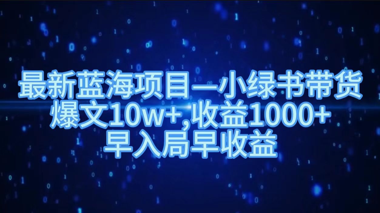 最新蓝海项目小绿书带货，爆文10w＋，收益1000＋，早入局早获益！！-布丁源码-专业的网站源码代码分享平台!