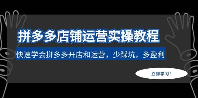 拼多多店铺运营实操教程：快速学会拼多多开店和运营，少踩坑，多盈利-布丁源码-专业的网站源码代码分享平台!