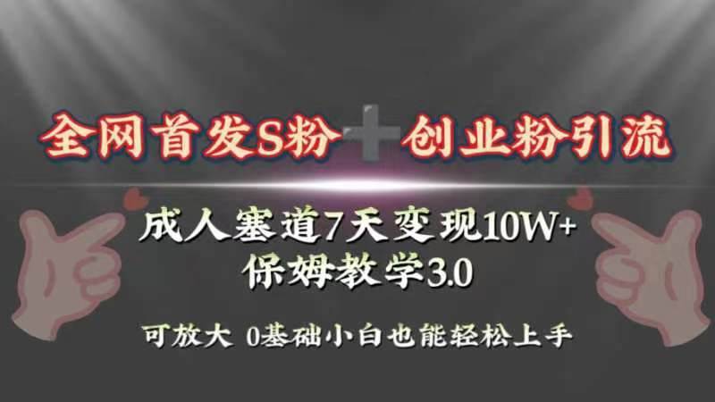 全网首发s粉加创业粉引流变现，成人用品赛道7天变现10w+保姆教学3.0-布丁源码-专业的网站源码代码分享平台!