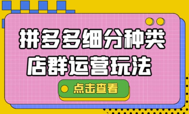 拼多多细分种类店群运营玩法3.0，11月最新玩法，小白也可以操作-布丁源码-专业的网站源码代码分享平台!