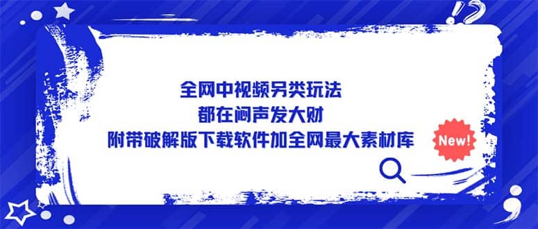全网中视频另类玩法，都在闷声发大财，附带下载软件加全网最大素材库-布丁源码-专业的网站源码代码分享平台!