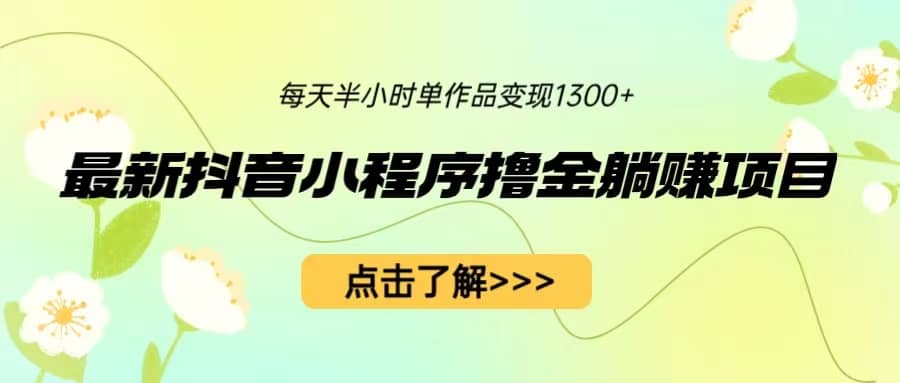 最新抖音小程序撸金躺赚项目，一部手机每天半小时，单个作品变现1300+-布丁源码-专业的网站源码代码分享平台!