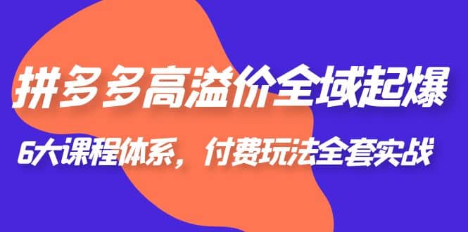 拼多多-高溢价 全域 起爆，6大课程体系，付费玩法全套实战-布丁源码-专业的网站源码代码分享平台!