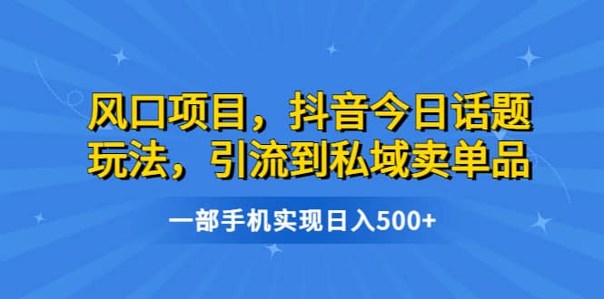 风口项目，抖音今日话题玩法，引流到私域卖单品，一部手机实现日入500+-布丁源码-专业的网站源码代码分享平台!