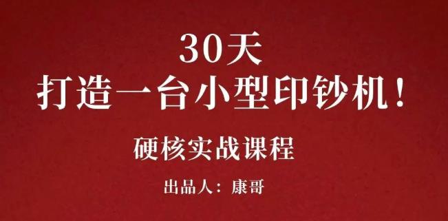康哥30天打造一台小型印钞机：躺赚30万的项目完整复盘（视频教程）-布丁源码-专业的网站源码代码分享平台!