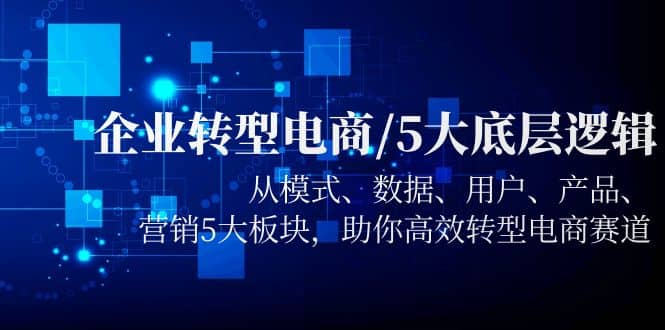 企业转型电商/5大底层逻辑，从模式 数据 用户 产品 营销5大板块，高效转型-布丁源码-专业的网站源码代码分享平台!