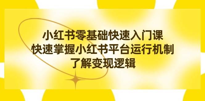 小红书0基础快速入门课，快速掌握小红书平台运行机制，了解变现逻辑-布丁源码-专业的网站源码代码分享平台!