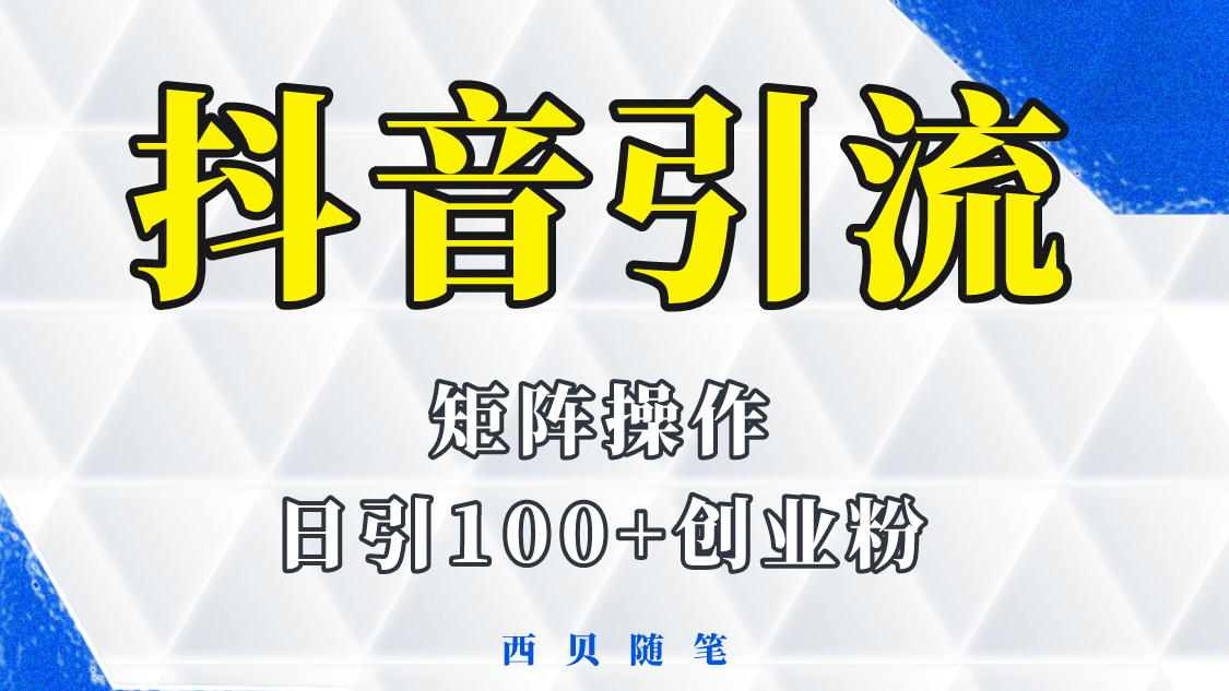 抖音引流术，矩阵操作，一天能引100多创业粉-布丁源码-专业的网站源码代码分享平台!