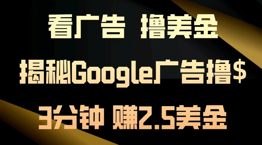 看广告，撸美金！3分钟赚2.5美金！日入200美金不是梦！揭秘Google广告撸美金全攻略！-布丁源码-专业的网站源码代码分享平台!