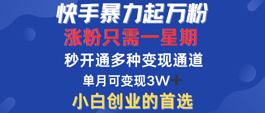 快手暴力起万粉，涨粉只需一星期！多种变现模式-布丁源码-专业的网站源码代码分享平台!