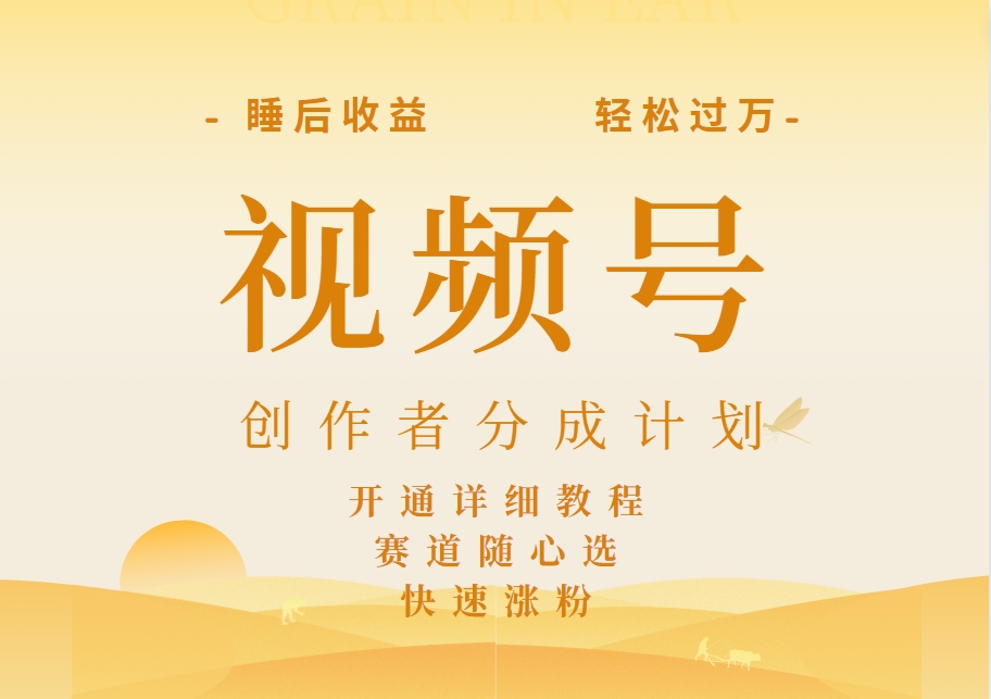详解视频号创作者分成计划，暴力起号，可同步多平台，实现睡后收入2W+，看懂即可操作！-布丁源码-专业的网站源码代码分享平台!