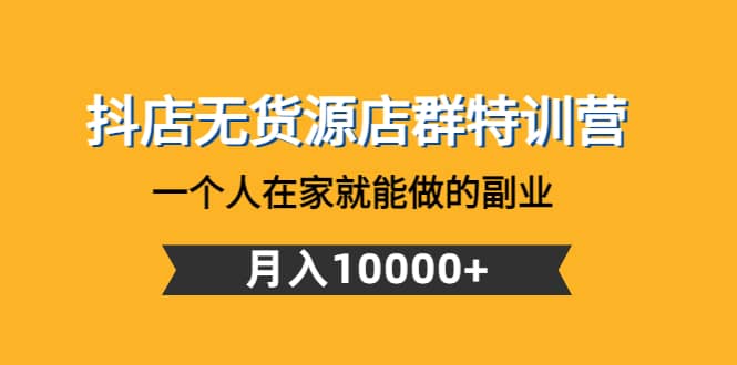 抖店无货源店群特训营：一个人在家就能做的副业-布丁源码-专业的网站源码代码分享平台!