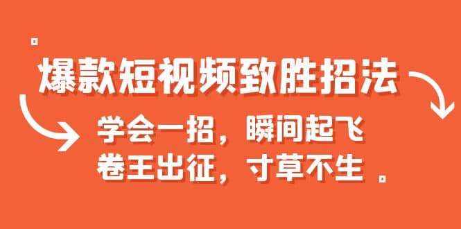 爆款短视频致胜招法，学会一招，瞬间起飞，卷王出征，寸草不生-布丁源码-专业的网站源码代码分享平台!