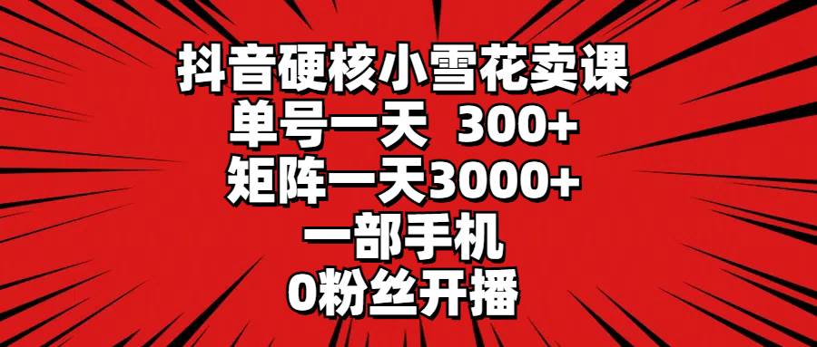 抖音硬核小雪花卖课，单号一天300+，矩阵一天3000+，一部手机0粉丝开播-布丁源码-专业的网站源码代码分享平台!