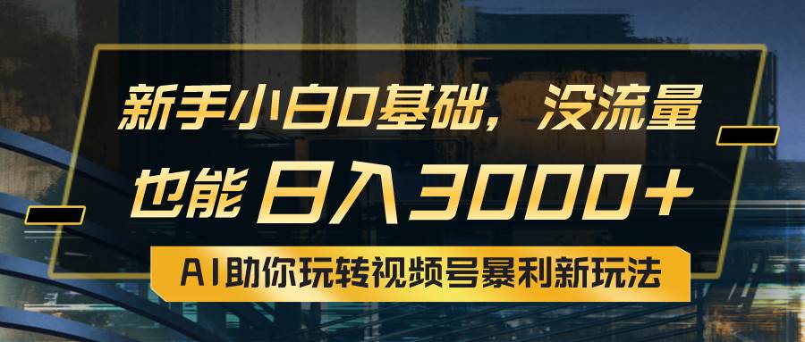 小白0基础，没流量也能日入3000+：AI助你玩转视频号暴利新玩法-布丁源码-专业的网站源码代码分享平台!