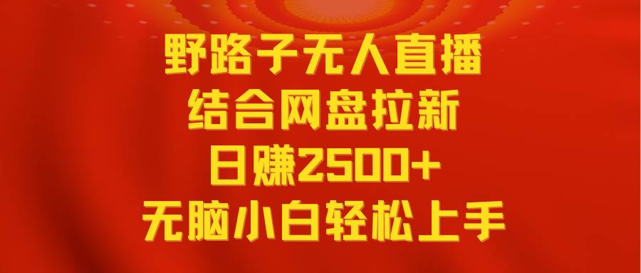 无人直播野路子结合网盘拉新，日赚2500+多平台变现，小白无脑轻松上手操作-布丁源码-专业的网站源码代码分享平台!
