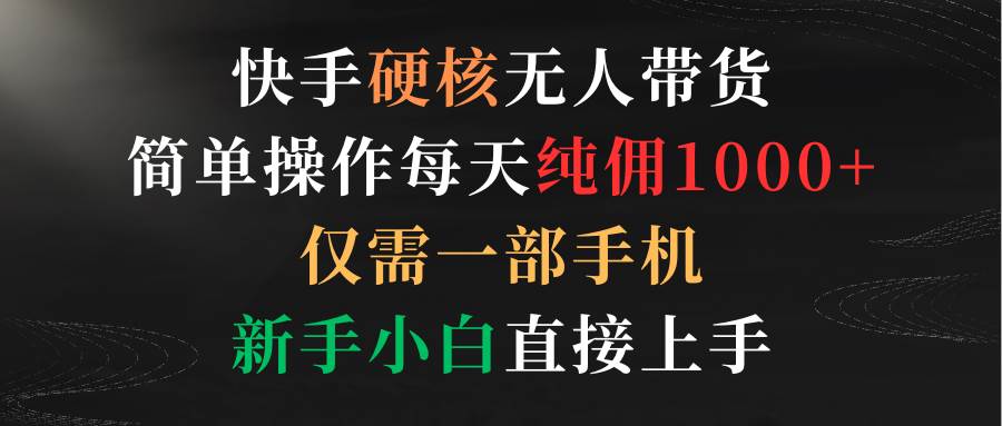 快手硬核无人带货，简单操作每天纯佣1000+,仅需一部手机，新手小白直接上手-布丁源码-专业的网站源码代码分享平台!