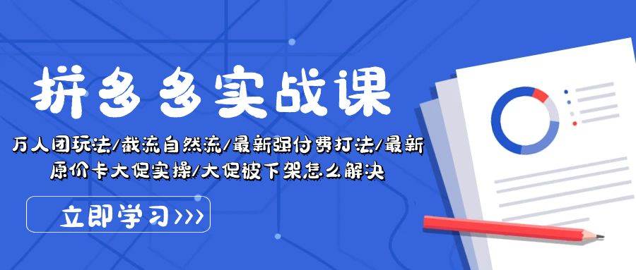 拼多多·实战课：万人团玩法/截流自然流/最新强付费打法/最新原价卡大促..-布丁源码-专业的网站源码代码分享平台!