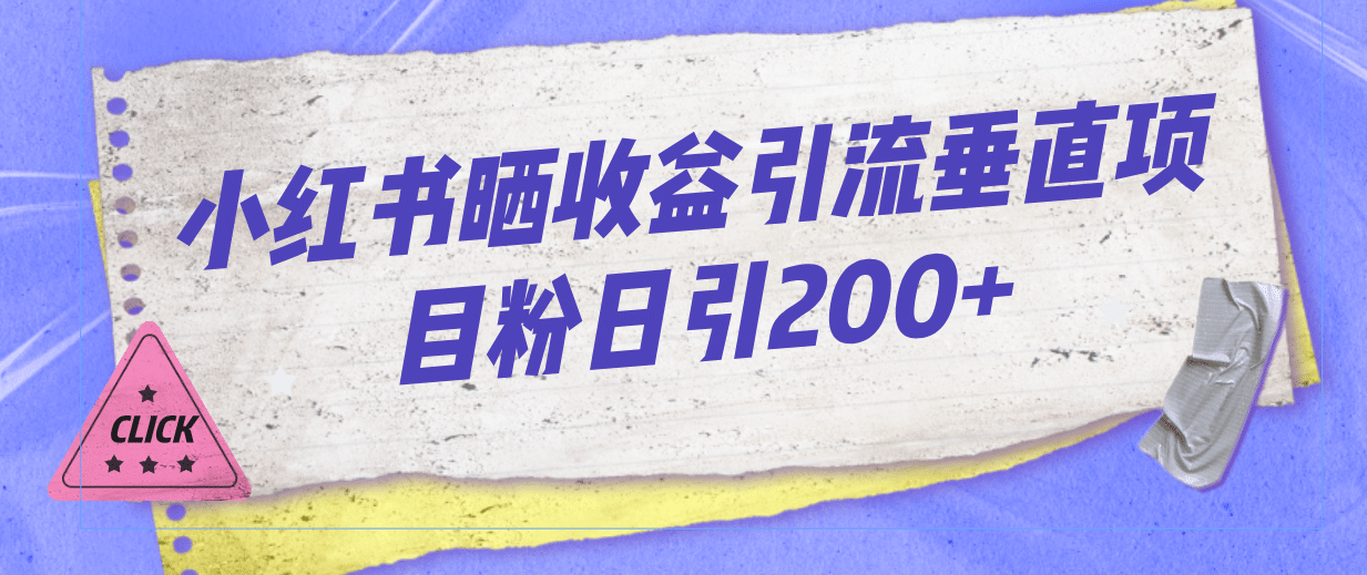 小红书晒收益图引流垂直项目粉日引200+-布丁源码-专业的网站源码代码分享平台!