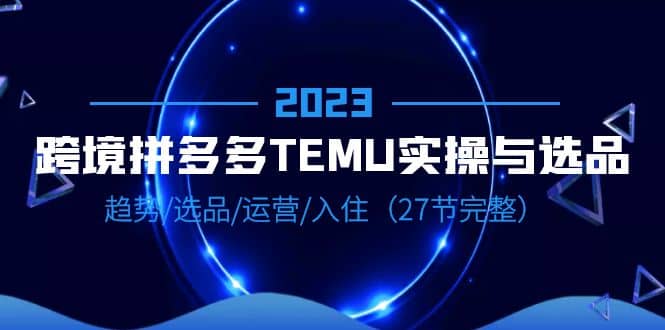 2023跨境·拼多多·TEMU实操与选品，趋势·选品·运营·入住（27节完整）-布丁源码-专业的网站源码代码分享平台!