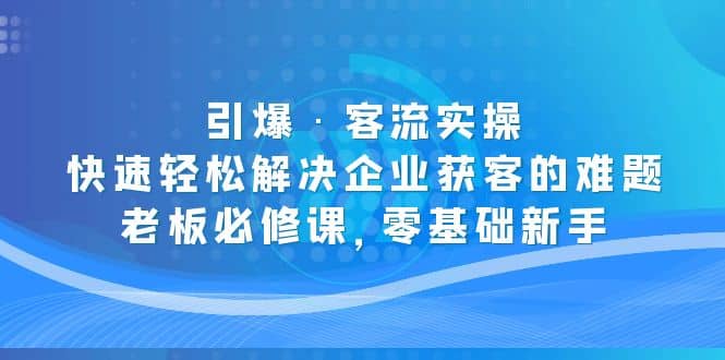 引爆·客流实操：快速轻松解决企业获客的难题，老板必修课，零基础新手-布丁源码-专业的网站源码代码分享平台!