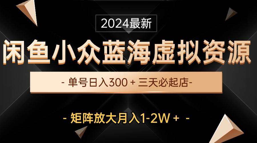 最新闲鱼小众蓝海虚拟资源，单号日入300＋，三天必起店，矩阵放大月入1-2W-布丁源码-专业的网站源码代码分享平台!