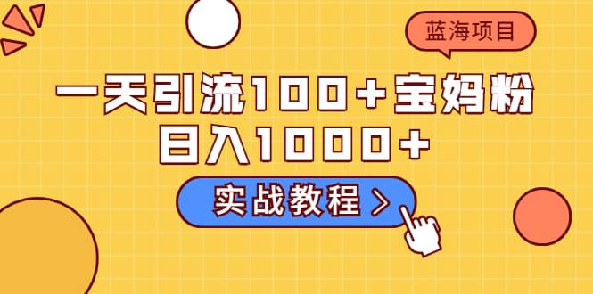 一天引流100+宝妈粉，日入1000+的蓝海项目（实战教程）-布丁源码-专业的网站源码代码分享平台!