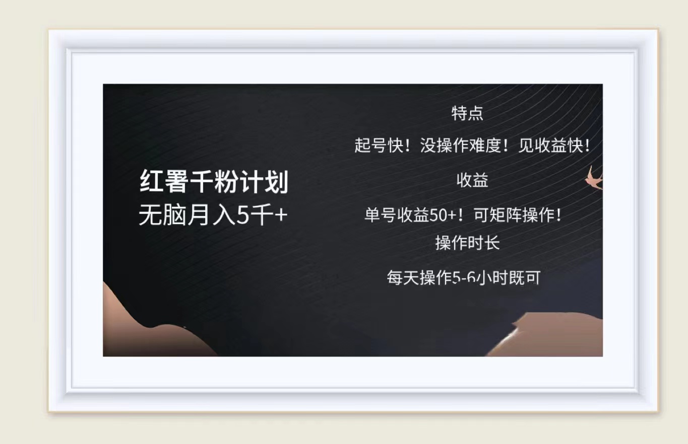 红薯千粉计划无脑月入5千➕！既做既赚！-布丁源码-专业的网站源码代码分享平台!