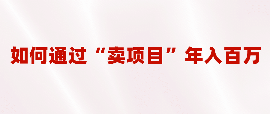 2023年最火项目：通过“卖项目”年入百万！普通人逆袭翻身的唯一出路-布丁源码-专业的网站源码代码分享平台!
