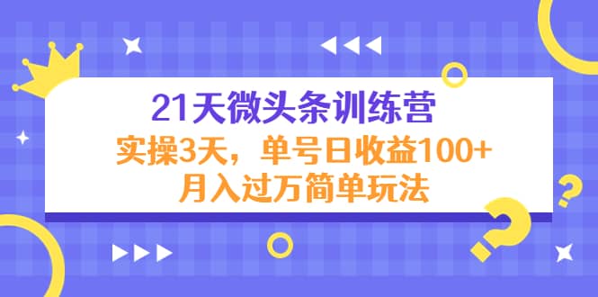 21天微头条训练营，实操3天简单玩法-布丁源码-专业的网站源码代码分享平台!