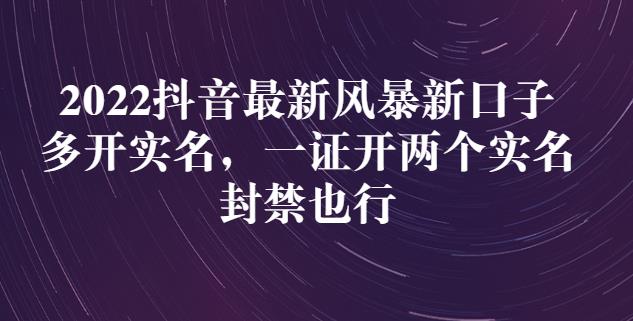 2022抖音最新风暴新口子：多开实名，一整开两个实名，封禁也行-布丁源码-专业的网站源码代码分享平台!