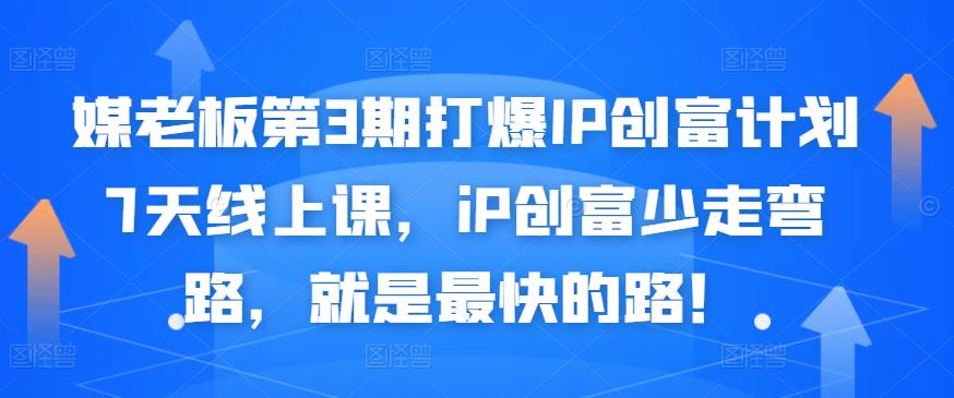 媒老板第3期打爆IP创富计划7天线上课，iP创富少走弯路，就是最快的路！-布丁源码-专业的网站源码代码分享平台!