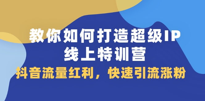 教你如何打造超级IP线上特训营，抖音流量红利新机遇-布丁源码-专业的网站源码代码分享平台!
