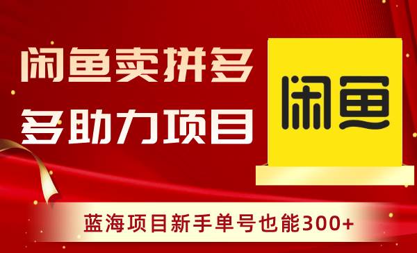 闲鱼卖拼多多助力项目，蓝海项目新手单号也能300+-布丁源码-专业的网站源码代码分享平台!